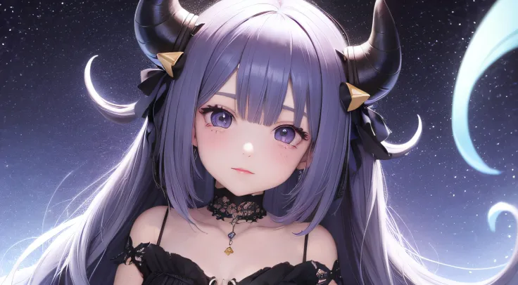 (obra prima) (ultrarrealista | |) Anime girl with demonic horns, Elfa, risada feliz