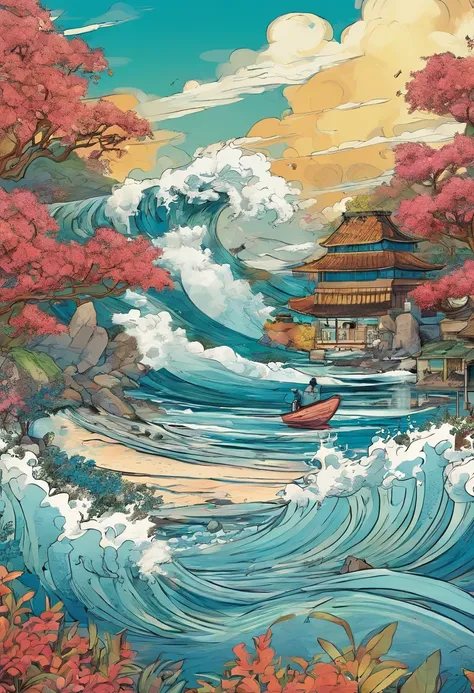 ukiyo-style，Lots of waves