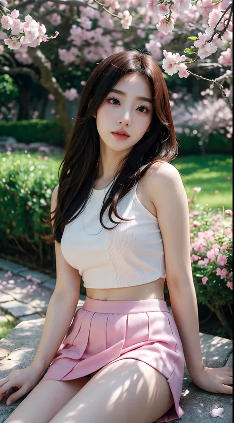 Best quality, 4K,8K,Realistic, Photorealistic, extremely detaile, An extremely delicate and beautiful, RAW photo, Japanese and Korean beauties，South Korean beauties，Wear JK, mini-skirts，Large breasts，(Beautiful detailed eyes,beautiful detailed lips,Extreme...