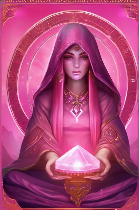 fortune teller　It emits a pink aura　crystal