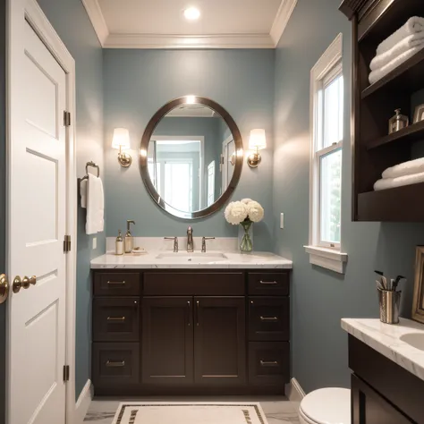 modern powder rooms with Cabinetry, Hardware, Decorative Trim/Molding, Accessibility Features