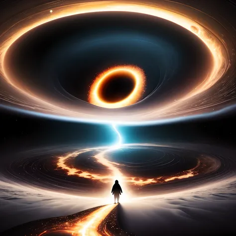 Picture for a page in a book, About a black hole and a journey into it