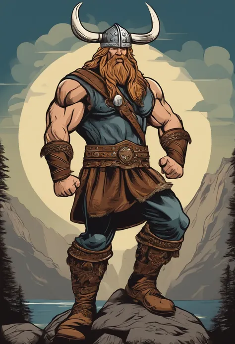 strong viking, drinking a beer, full body, comic book style, vector, thor inspired, no background, charismatic