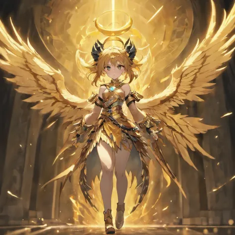 Onze, Armadura e leme dourados, dark gold dragon wings, Golden dragon tail spiked, Standing in a Hell, master part, best quality, mulher madura, senhora, milf, golden dragon tail, dragon wings behind him, Scaled dragon skin