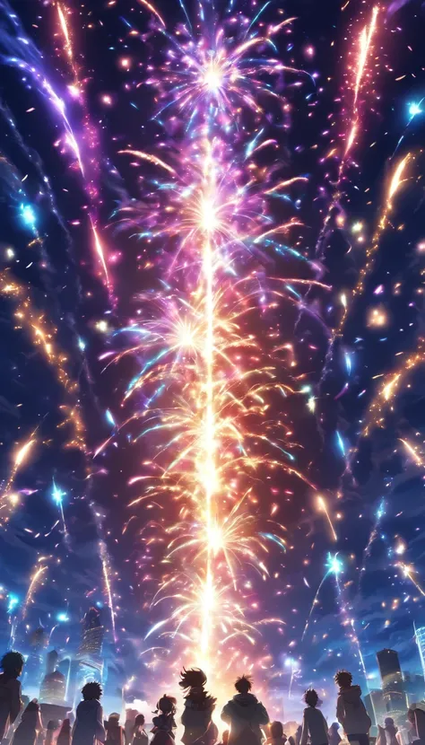 Spectacular fireworks display. The fireworks are huge