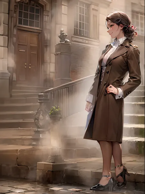 sherlock holmes lady & watson girl,
(huge busty:1.5),
sherlock holmes lady brown glen check frock coat,
side standing watson girl white formal suits,
detective,
gently,
elegance,
wind,
smile,
london,
baker street,
british,
real face,
real body,
real backgr...