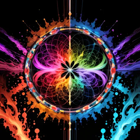 A Photograph of a swirling kaleidoscope of neon hues, where vibrant colors collide and intersect, creating an explosive burst of psychedelic energy. https://s.mj.run/_Q5B3oL-c8c