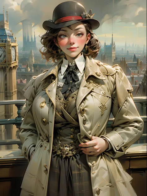 sherlock holmes lady & watson girl,
(huge busty:1.5),
sherlock holmes lady brown glen check frock coat,
side standing watson girl white formal suits,
detective,
gently,
elegance,
wind,
smile,
london,
baker street,
british,
real face,
real body,
real backgr...