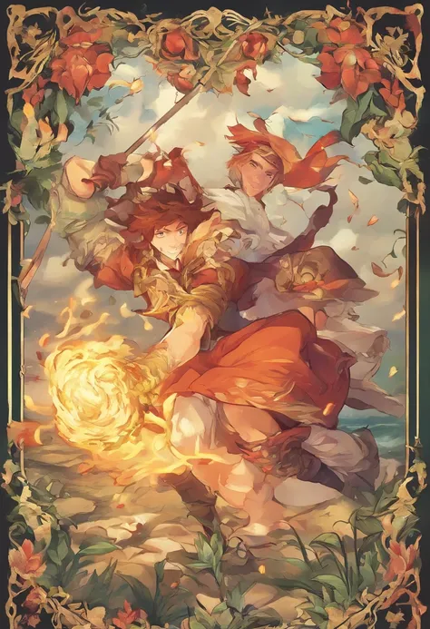 Arm with fire、Water arm、Grass arm、The elements of the electric arm are distributed in several directions, caso de jogo,arte do jogo, collectible card art, assunto completo mostrado na foto, designed for cozy aesthetics!full art illustration, Produto eBay f...