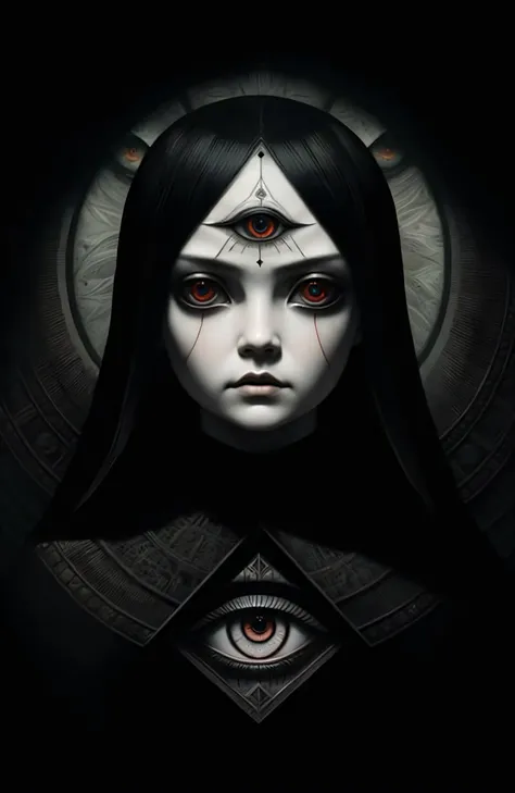 dreamlikeart the all seeing eye by h.r. giger, junji ito, greg rutkowski, wlop
detailed paint of wednesday addams, highly detail...