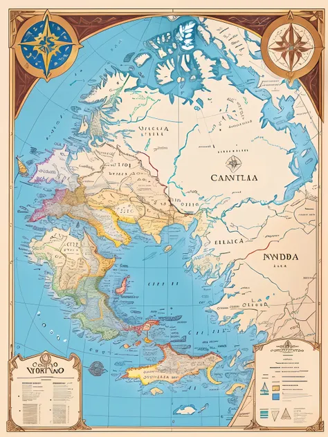 Draw a map of a fantasy continent called Thalimara. The continent is divided into ten countries with different colors, symbols, nombres y capitales. The countries are:

Reino de Eldoria: color azul, symbol a golden crown,  capital Eldor junto al lago Eldar...