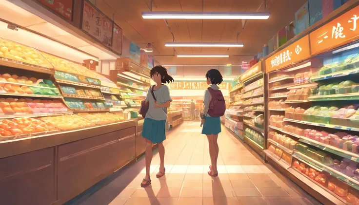 Hyper-detailing，comic strip，China-style，pupils，Street grocery store，highly detailed surreal vfx，eventide，super-fine，dark hues，ultra - detailed，high qulity，8K ，oc rendered，dynamic viewing angle