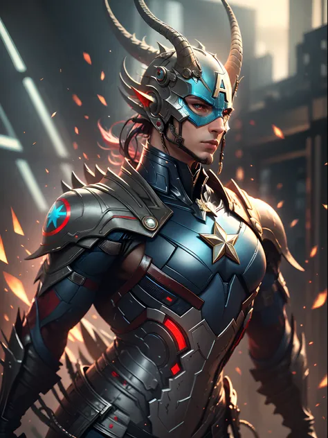 lizard, blue and red scales, captain America outfit, 8k, super detail, ccurate, best quality, no mask, lizard face