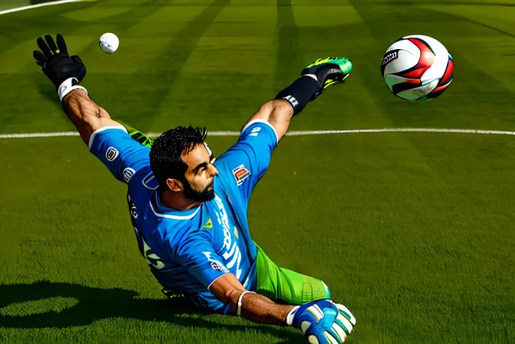 jogador de futebol em uniforme cinza e laranja chutando uma bola de futebol, rinat voligamsi, gui guimaraes, claudio bravo, foto...