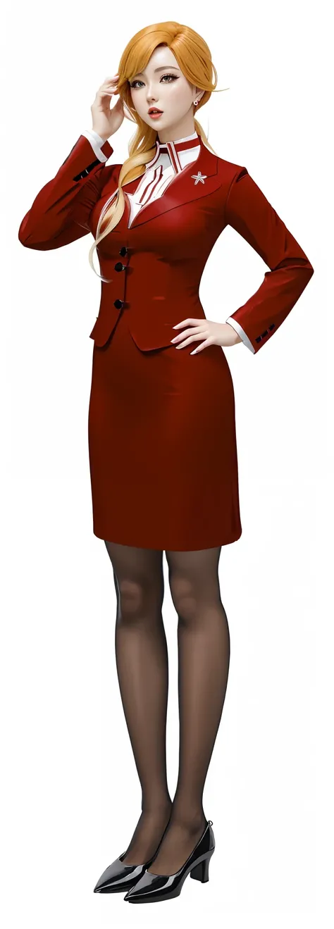 Anime woman in red dress and black shoes talking on mobile phone, full body portrait of a short!, render of april, !!full-length portrait!!, single character full body, anya from spy x family, full-length portrait, stylized portrait formal pose, Full-lengt...