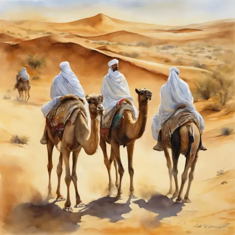 The Three Wise Men, andando de camelos no deserto, portando mirra, ouro e incenso, Arab men, arabic, bedouin,