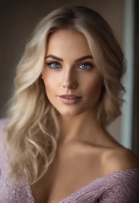 Naked woman, Sexy girl with blue eyes, Portrait of Corinna Kopf, blonde hair and big eyes, Selfie of a young woman, Eyes in the club Violet Myers, ohne Makeup, Natural makeup, looking directly into the camera, Face with Artgram, dezentes Makeup, Stunning f...