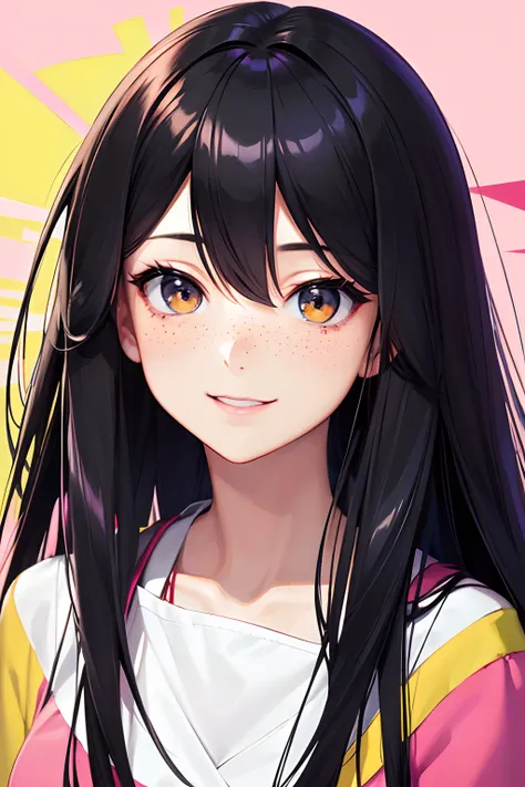 Masterpiece, Best Quality, {Best Quality}, {{Masterpiece}}, {hight resolution}, focus, Anime style, Close-up caricature of a woman, Design for girls, Portrait, Gisha, Anime image, Long hair, black hair, Straight eyes, hairsh, covering the ears, Happy, Poli...