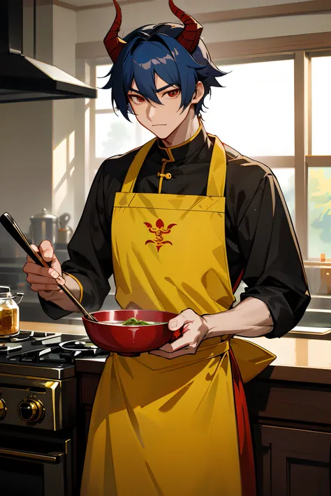 anime - style image of a man with a demon costume, kitchen, cooking, by Yang J, by Shitao, artwork in the style of guweiz, guweiz on pixiv artstation, kawacy, highly detailed exquisite fanart, guweiz on artstation pixiv, detailed digital anime art, guweiz,...