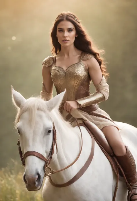 Centauros femininos, Cavalo da mulher, Centauro, An incredible image of a centaur woman with stunning beauty and powerful strength, in a magical and stunning landscape, brunette, hyper detailed, very detailed, hd, super clear, details of hair and pores, on...