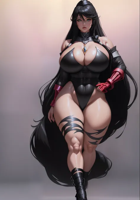 Fullbody commission for, commission for high res, thicc, oc commission, sinister pose, full body xianxia, fullbody pose, cel - shaded art style, commission for, thick black lineart, velvet crowe, (huge, massive, oversized) breasts, wide hips, thick thighs,...