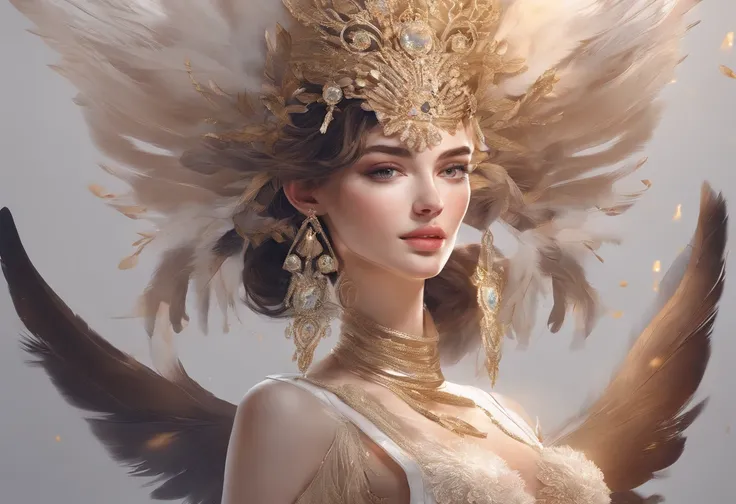 Woman with feathers on her heels of Arakis, stunning digital illustration, Exquisite digital illustration, A beautiful artwork illustration, Beautiful digital illustration, elegant digital painting, High heels. anime style at pixiv, golden feathers, Beauti...