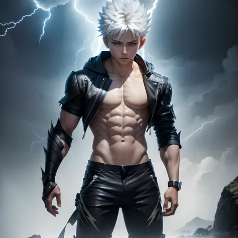 ((masterpiece)) ((lightning thunder))"Get ready to be amazed by the ultra-realistic 3D rendering of Killua, every inch of his body and outfit brought to life with stunning detail. From the smooth texture of his skin to the intricate design of his clothing,...