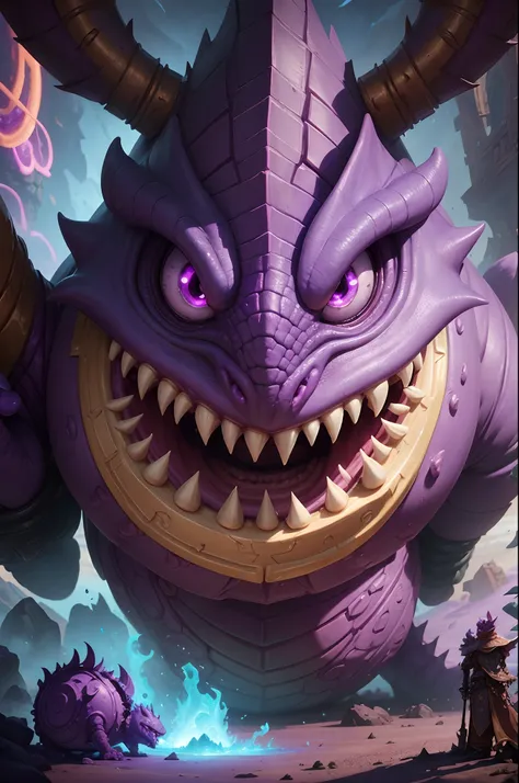 a close up of a purple monster like creature with a trunk, hearthstone weapon art, hearthstone concept art, worm mouth, detailed maw, blizzard hearthstone concept art, hearthstone art, dragon vore art, hearthstone card art, d & d digital painting, gaping m...