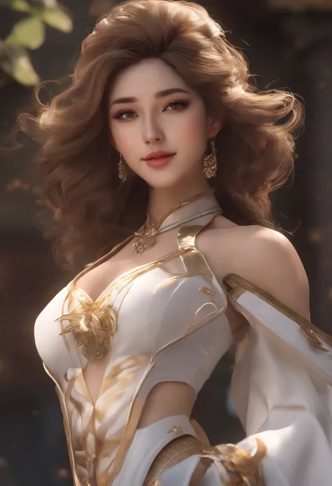 a skinny girl, latin face, suit, smile you can see the teeth, wavy hair, full body, very detailed body, very detailed face, shiny skin, detailed_eyebrows, beautiful_eyes, realistic skin, ultra-realistic, sharp and highly detailed focus, 8k, shogun raiden f...