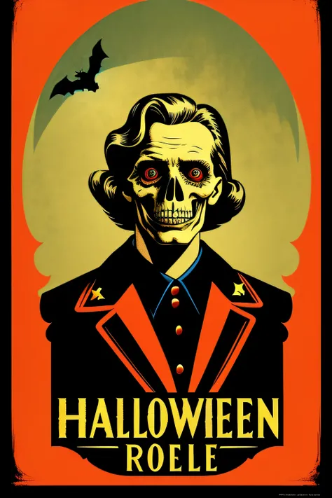 A highly detailed propaganda poster, Halloween themed, pop art, typography, vintage paper, the rule of thirds, trending on artstation, UHD