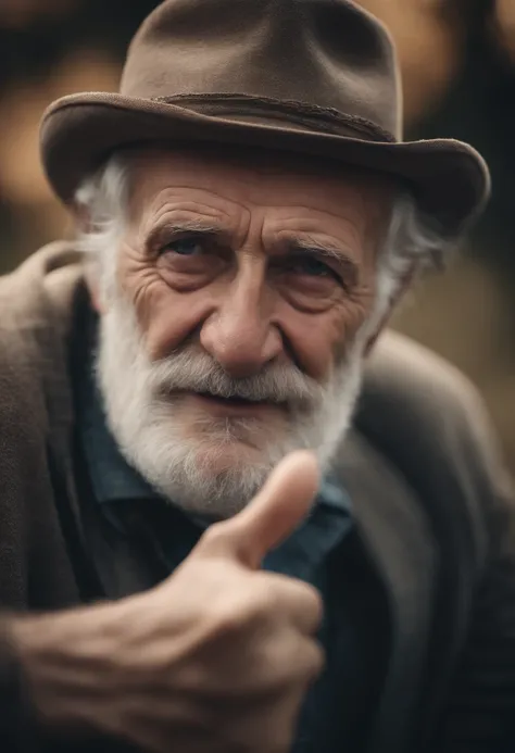 old man nodding with thumbs up