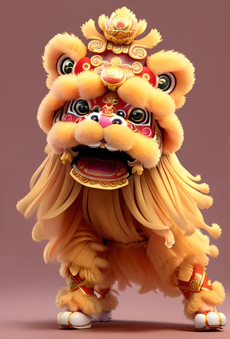 cute kids in lion dance hood，chinese lion dance，china awakens lions，lion dance， end villi，hairy pubic，a 3d render。cute detailed ...