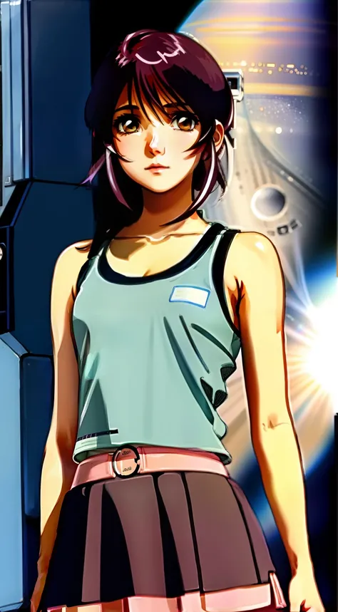 Lunamaria、Close up portrait of a person in a skirt and tank top,teens girl, portrait anime space cadet girl, realisticlying