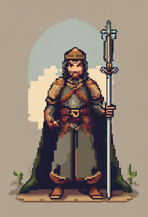 homem medieval, pixel art, com arco e flecha