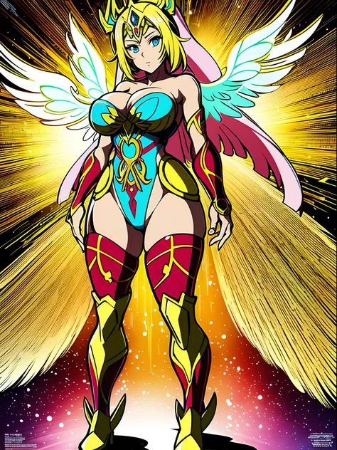 sentai ,, standing solo, weird, bizzare, angelic, divine, aura, celest, female, big breast, full body