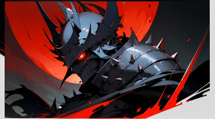 1guy , knight king , red eyes ,spike armor , dark theme , dark armor , full helmet , dark energy , horror , with a sword , moonlight , high res, ultrasharp, 1080p, masterpiece