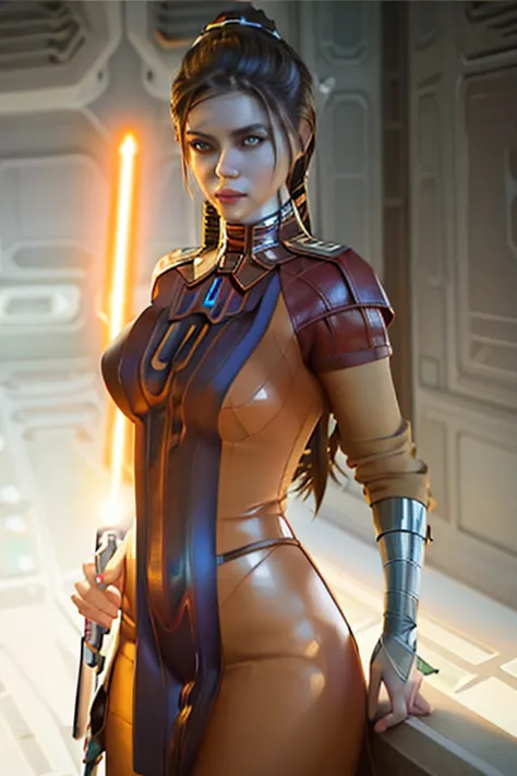 uma mulher em um vestido branco segurando um sabre de luz, rei, Personagem de Star Wars, Jedi Feminino, Ross Tran 8 K, Alena Aenami e Artgerm, Artgerm Julie Bell Beeple, 8k arte impressionante, Lois Ross, epic digital art illustration, arte digital de star...