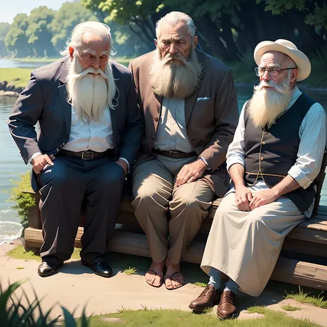 On a beautiful summer day, they gathered at their favorite place by the river, sat on the grass and began to talk about scientific topics. In the middle, they were startled when they heard the sound of several footsteps. The old man with a white beard turn...