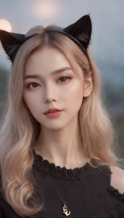 Best quality,4K,8K,A high resolution,Masterpiece:1.2,Ultra-detailed,Realistic:1.37,Cute,Girly,Portrait style,Long hair,Cat ears，Sparkling eyes,piercing eyes,Cat-like eyes,Beautiful face,rosycheeks,Soft and flawless skin,young look,pouty lips,Cat ears,Delic...