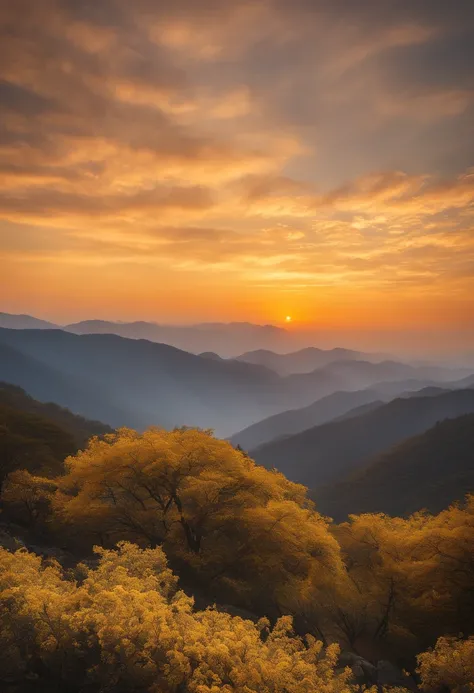 (tmasterpiece，Authentic photography，Realistic photography，Concise composition：1.5），Yellow Mountain sunrise