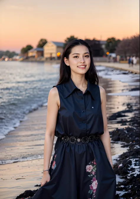 High quality image, masterpiece, detailed hair texture, detailed skin texture, detailed cloth texture, 8k, ultra detailed skin texture, skin pores, portrait of a woman, wearing a black dress, bokeh background