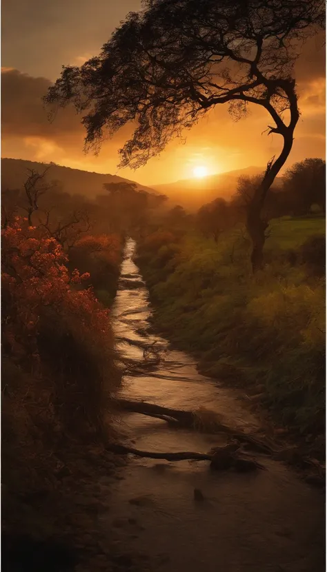 Withered vines, old trees, dark crows, small bridges and flowing water, people on the ancient road, westerly wind and thin horses, the sun sets, heartbroken people are at the end of the world