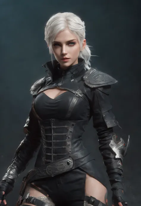 Cirilla Fiona Elen Riannon，Highest image quality，Outstanding details，超高分辨率，（Fidelity：1.4）, Favor the details, Dragon Knight，Cloak, She has a delicate and beautiful face,Raised sexy，cyber punk perssonage，Futuristic，mechanically aesthetic，Virtual Engine 5，Pe...