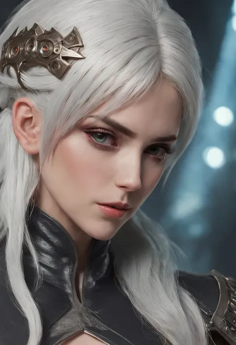 Cirilla Fiona Elen Riannon，Highest image quality，Outstanding details，超高分辨率，（Fidelity：1.4）, Favor the details, Dragon Knight，Cloak, She has a delicate and beautiful face,Raised sexy，cyber punk perssonage，Futuristic，mechanically aesthetic，Virtual Engine 5，Pe...