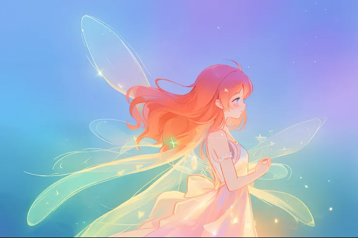 beautiful girl in sparkling glowing dress, glowing fairy wings, inspired by Glen Keane, inspired by Lois van Baarle, disney art style, by Lois van Baarle, glowing aura around her, by Glen Keane, jen bartel, glowing lights! digital painting, flowing glowing...