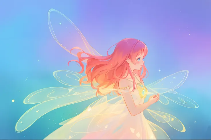 beautiful girl in sparkling glowing dress, glowing fairy wings, inspired by Glen Keane, inspired by Lois van Baarle, disney art style, by Lois van Baarle, glowing aura around her, by Glen Keane, jen bartel, glowing lights! digital painting, flowing glowing...