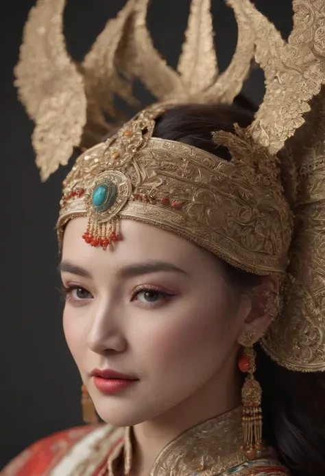 Mongolian women gracefully balancing heavy, ornate headdresses with velvet fabrics and coral adornments, , Cinematic, Photoshoot, Shot on 25mm lens, Depth of Field, Tilt Blur, Shutter Speed 1/1000, F/22, White Balance, 32k, Super-Resolution, Pro Photo RGB,...