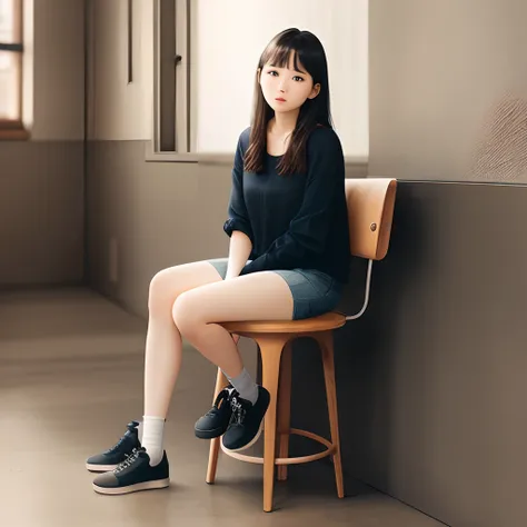 sitting on stool