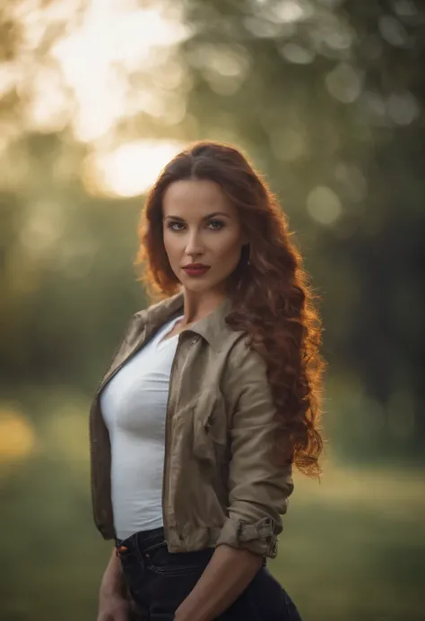 1girl in, Beautiful Robapex portrait, Athletic, White jacket,  Skirt, Pants, Black hair, Red hair, Braids, makeup, Choker, cleavage, slenderbody, Volumetric lighting, Best Quality, masutepiece, Intricate details, tonemapping, Sharp Focus, Hyper Detailed, T...