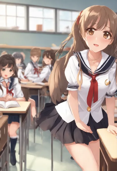 Girl nalgona lolicon sexy school maniac school　A sailor suit showing panties to classmates in the classroom